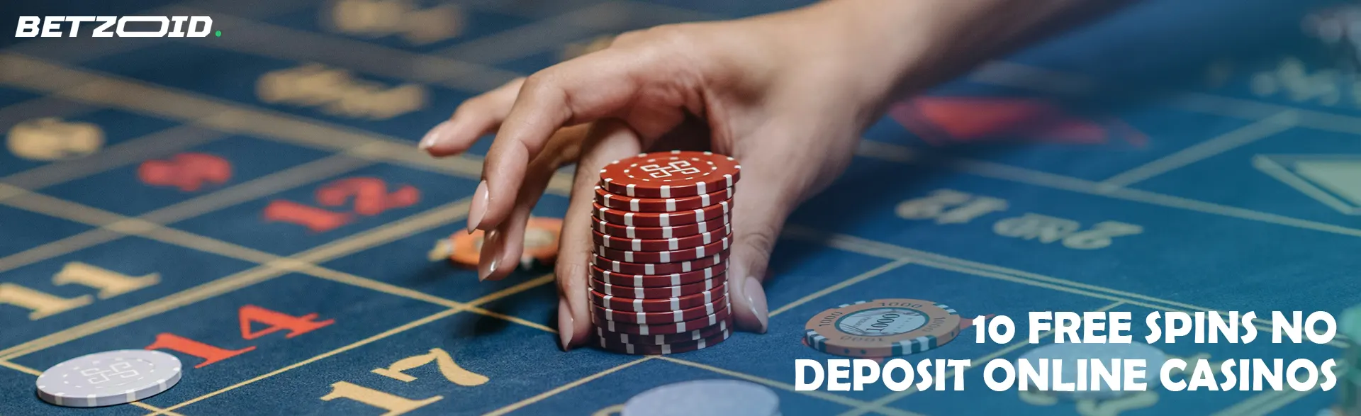 The player places chips on the casino table.