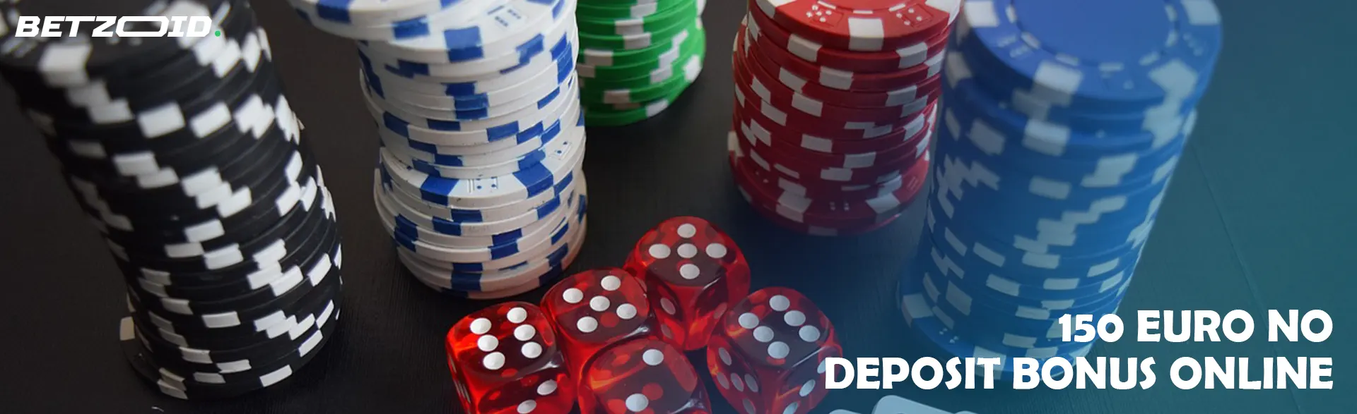 Stacks of chips next to the dice.