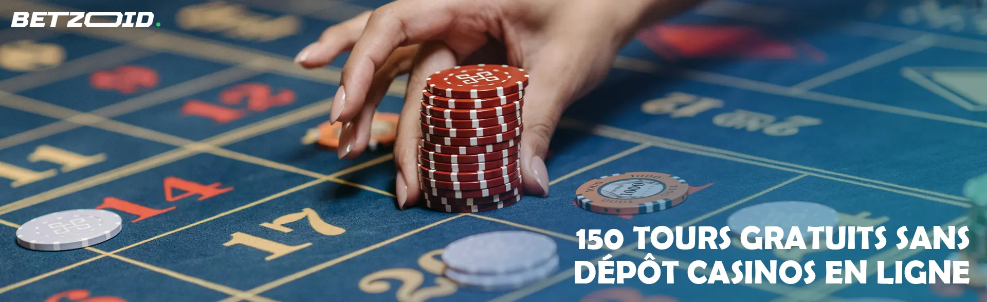 Le joueur place des jetons sur la table du casino.