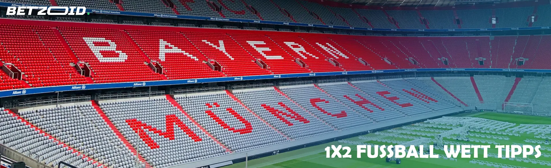 Leeres Stadion „Bayern München“ mit Tribünen.