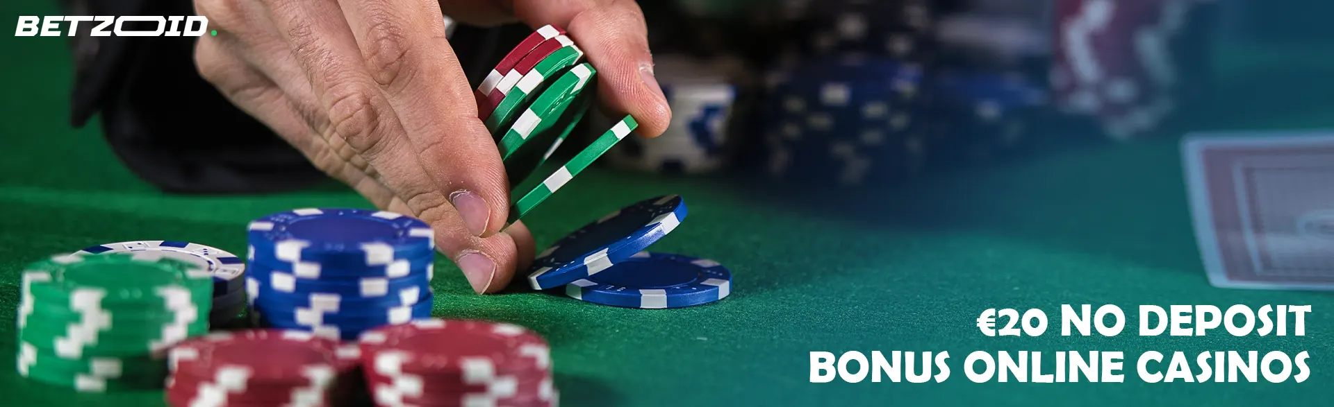 The player places chips on the green table.