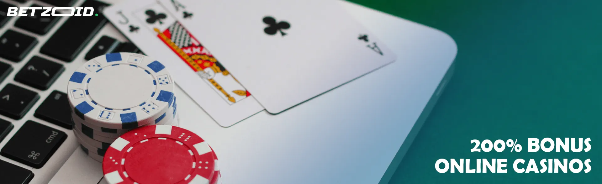 Cards and chips on the laptop keyboard.