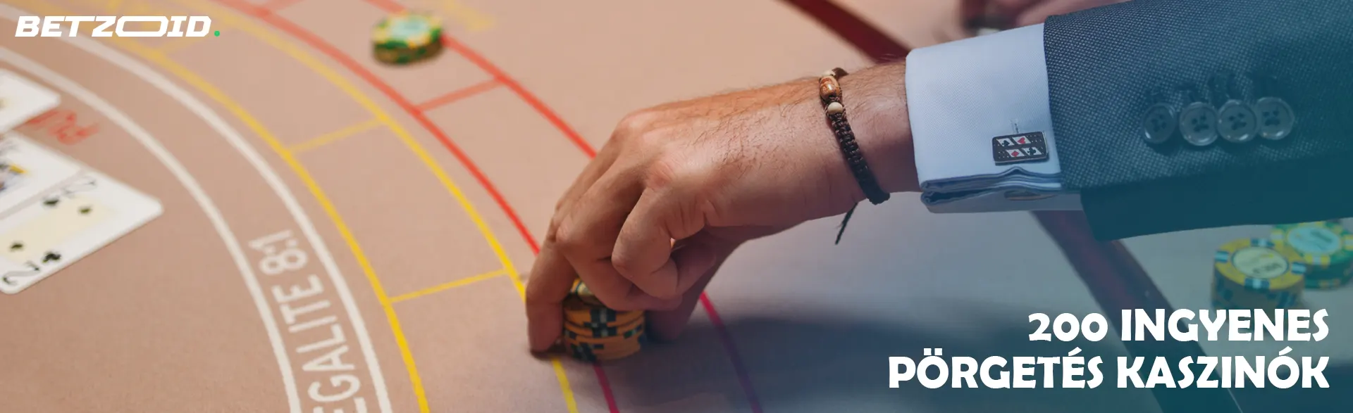 Egy játékos zsetonokat helyez a kaszinóasztalra.