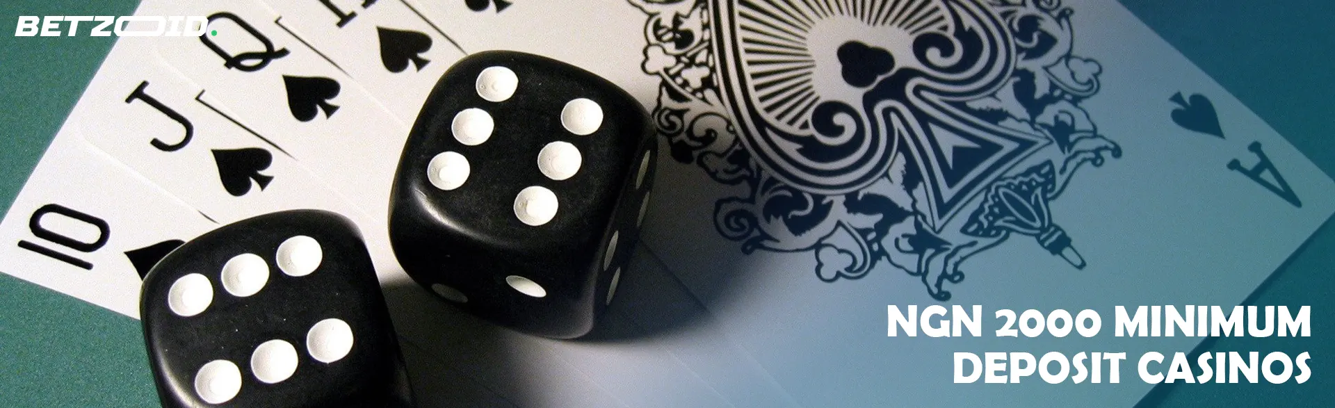 Playing dice and cards on the casino table.