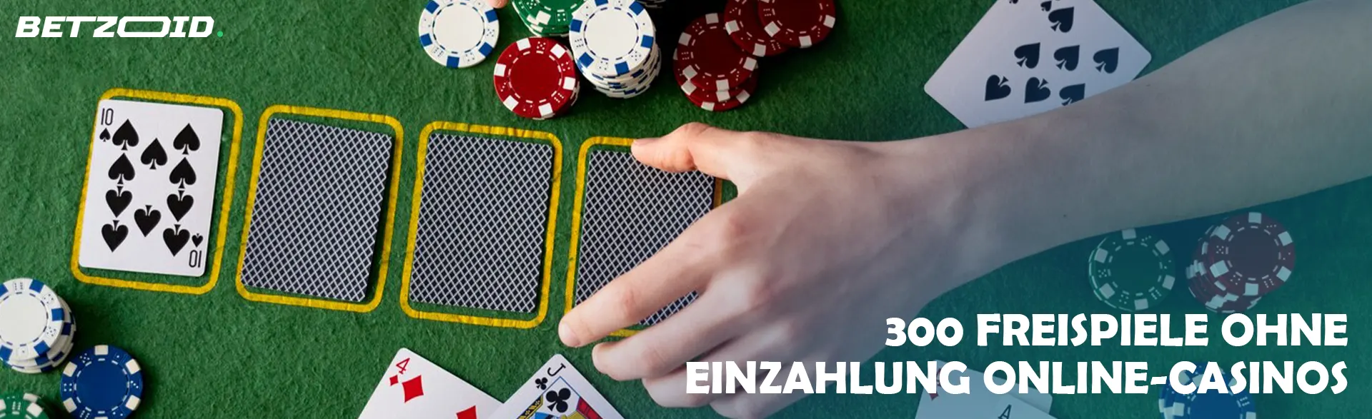 Der Spieler legt die Karten auf den Casinotisch.