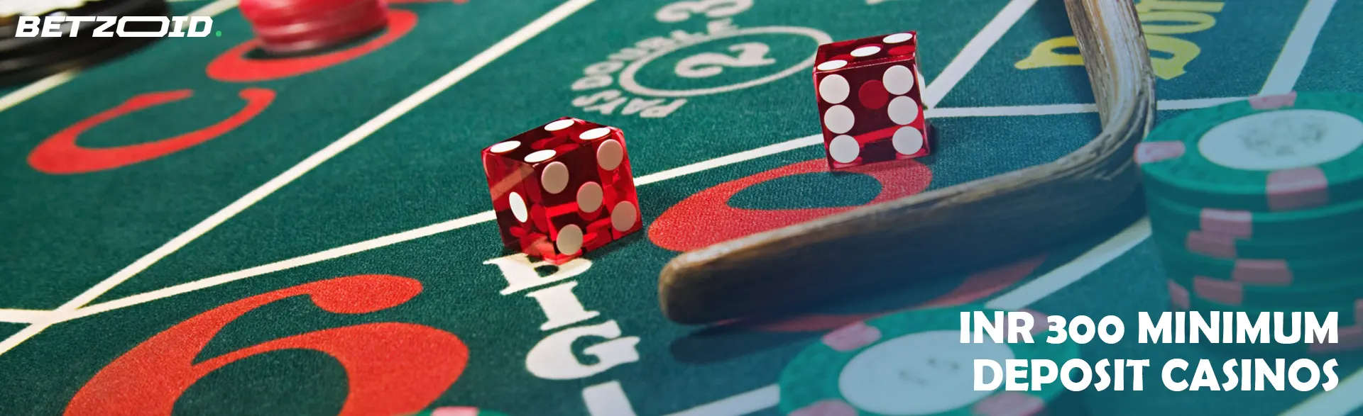 Dice and chips on the casino table.