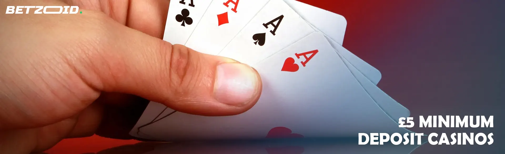 The player is holding cards on a red background.