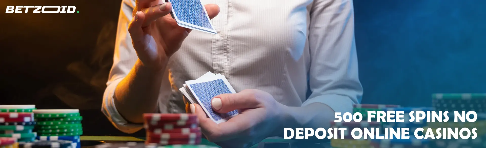 The player shuffles cards over casino chips.