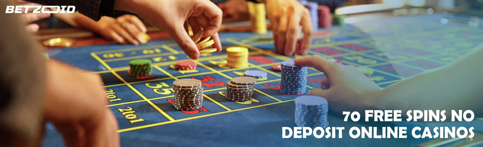 Players place bets with chips on a casino table.