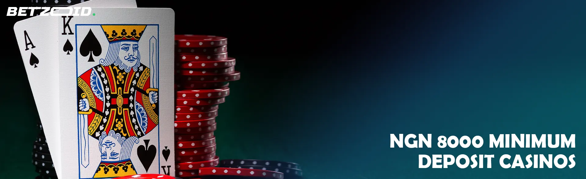 The cards are next to the betting chips.