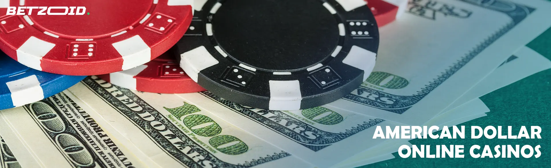 Casino chips lie on dollar bills.