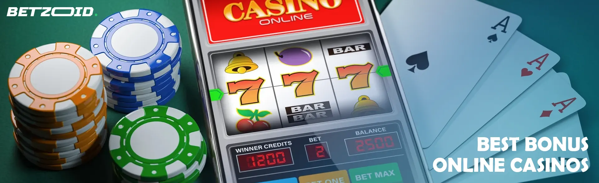 Playing chips, cards and slot online casino.