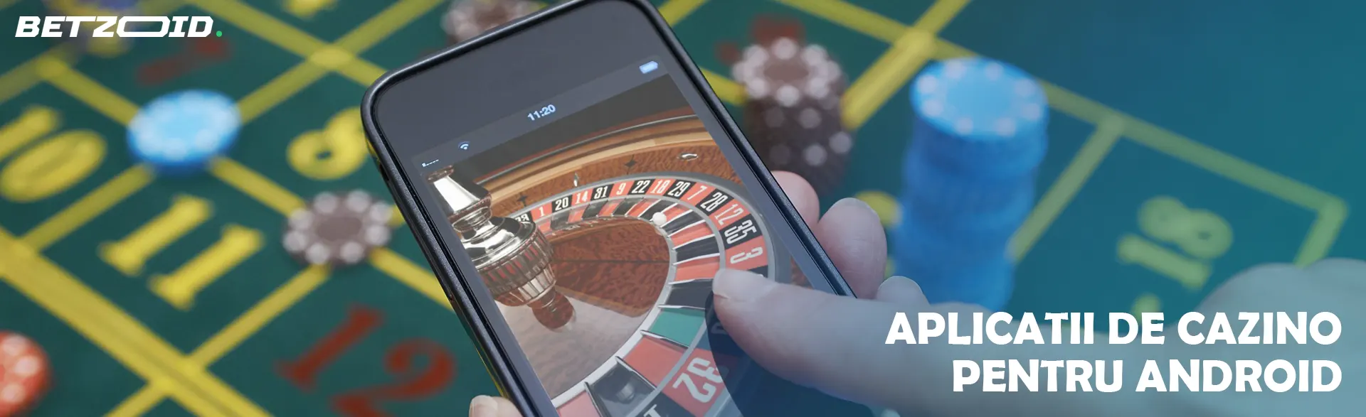 Ruletă virtuală pe un smartphone în mâinile jucătorului.