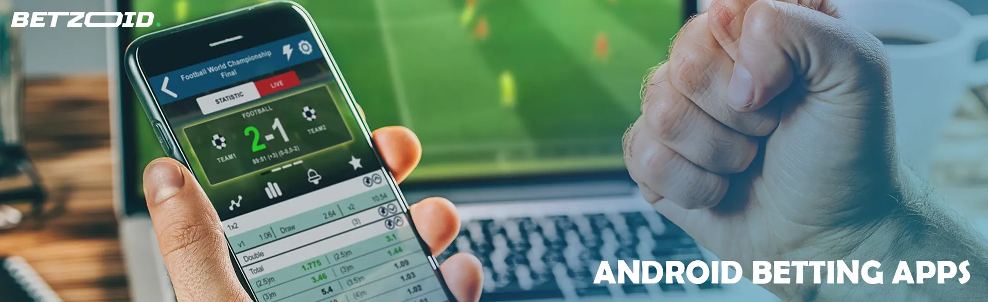 A person makes bets in an application on a smartphone.