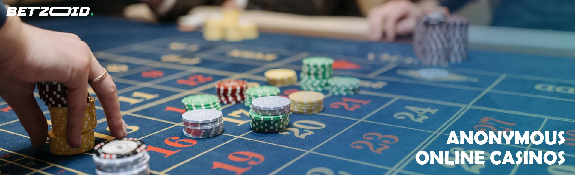 The player places chips on the casino table.