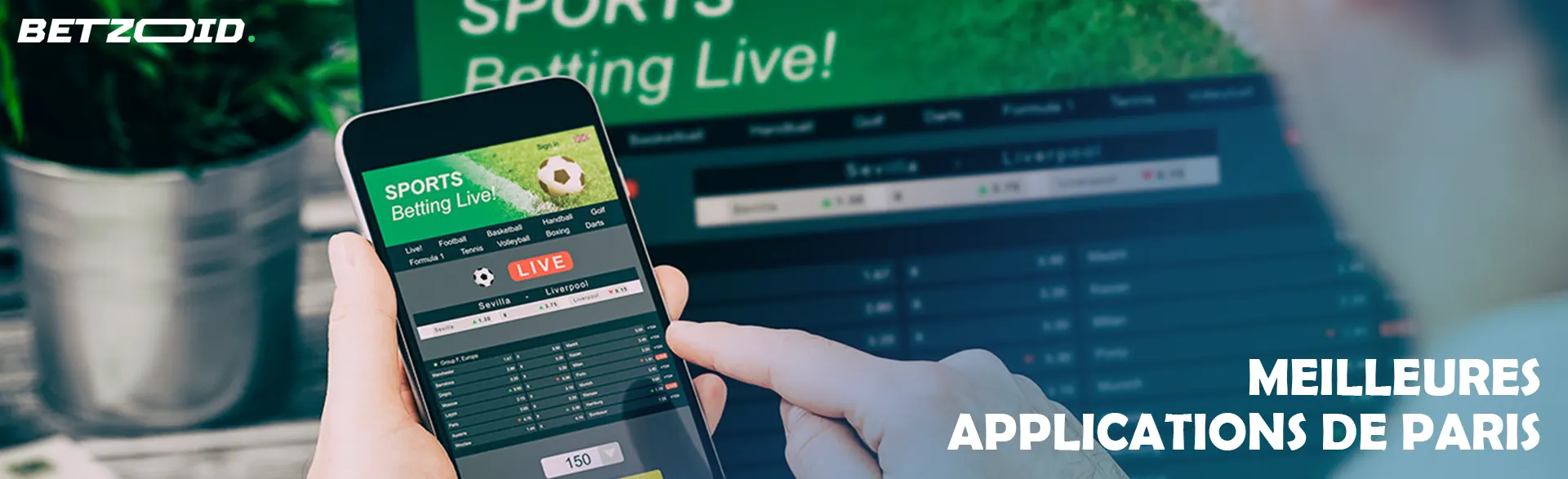 Une personne parie sur le sport via un smartphone.