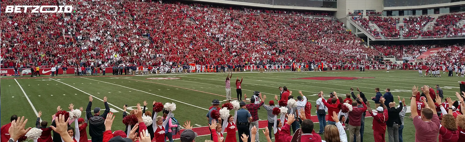 A stadium for playing American football with fans.