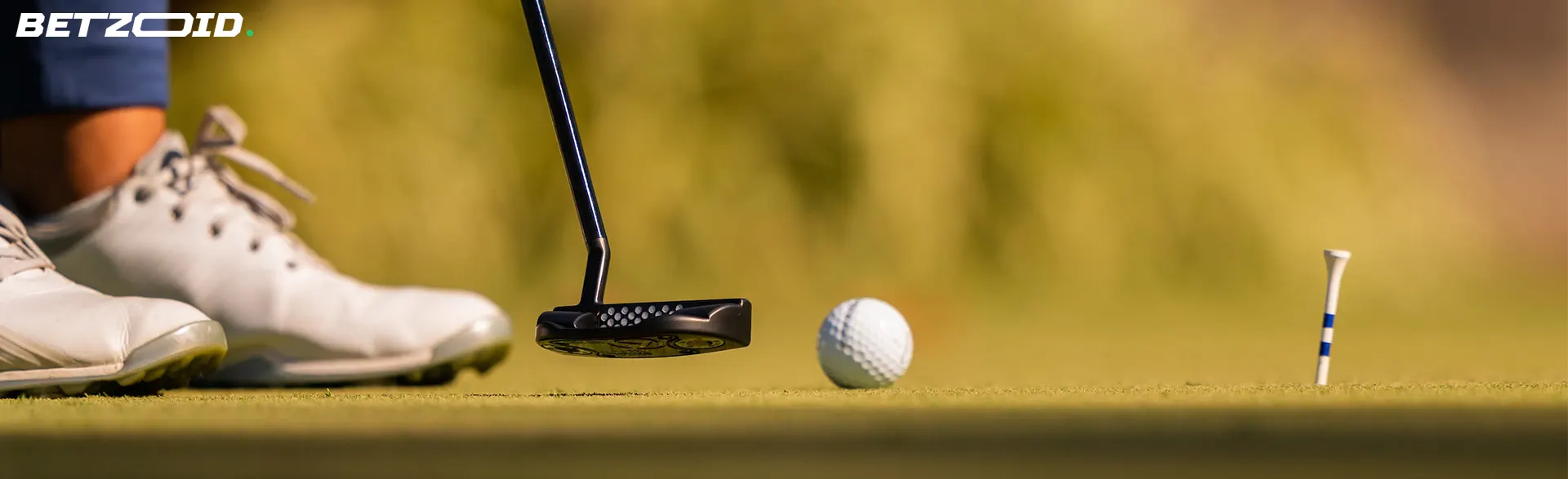 Golfer preparing to putt on a green, representing the variety of sports available on the best Alberta sports betting sites.