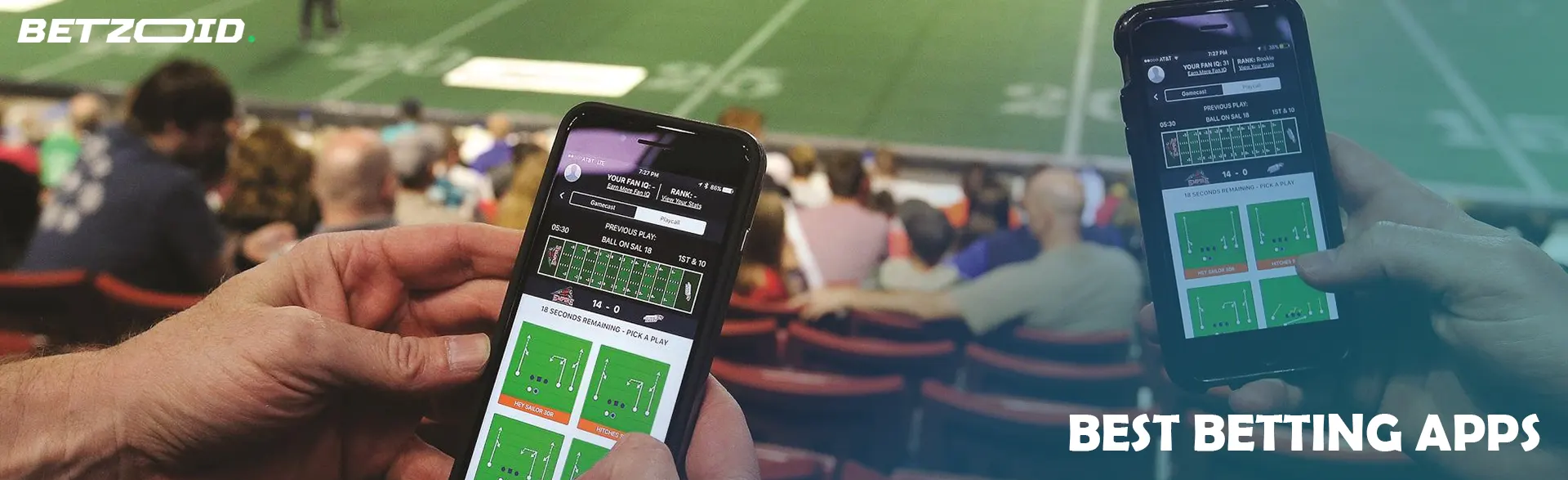 People place bets on smartphones while sitting in the stands.