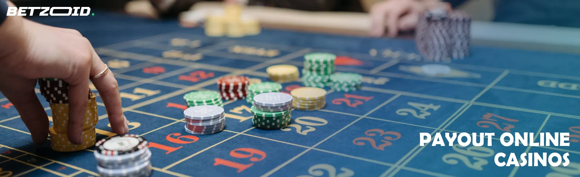 The player places chips on the casino table.