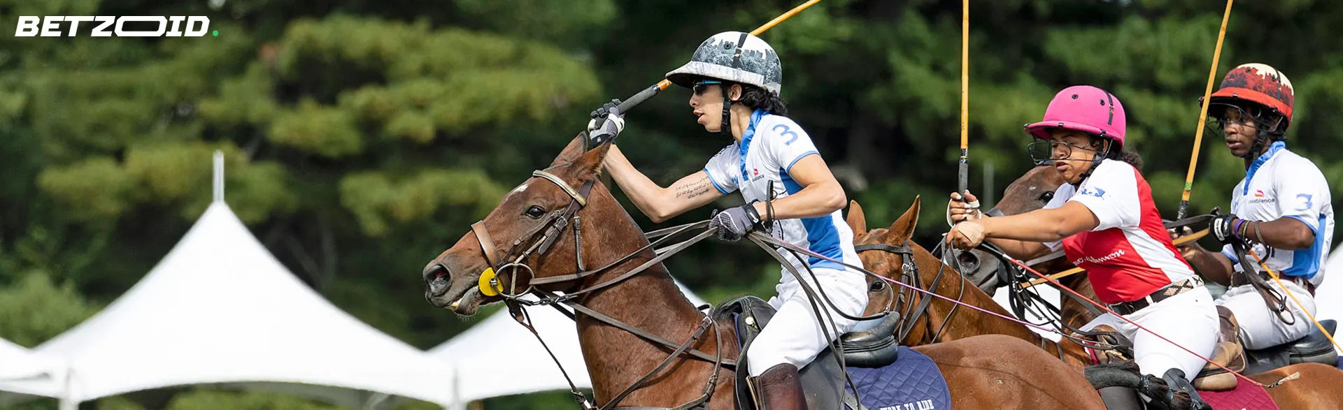 Polo players in action during a match.