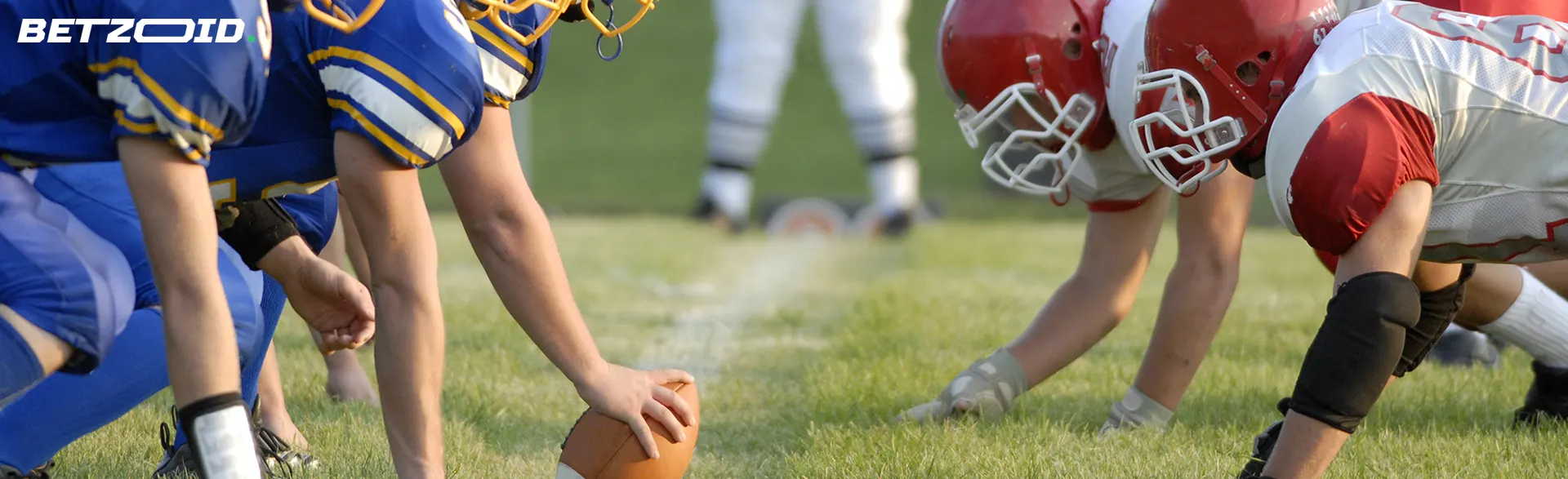 American football players before the start of the game.
