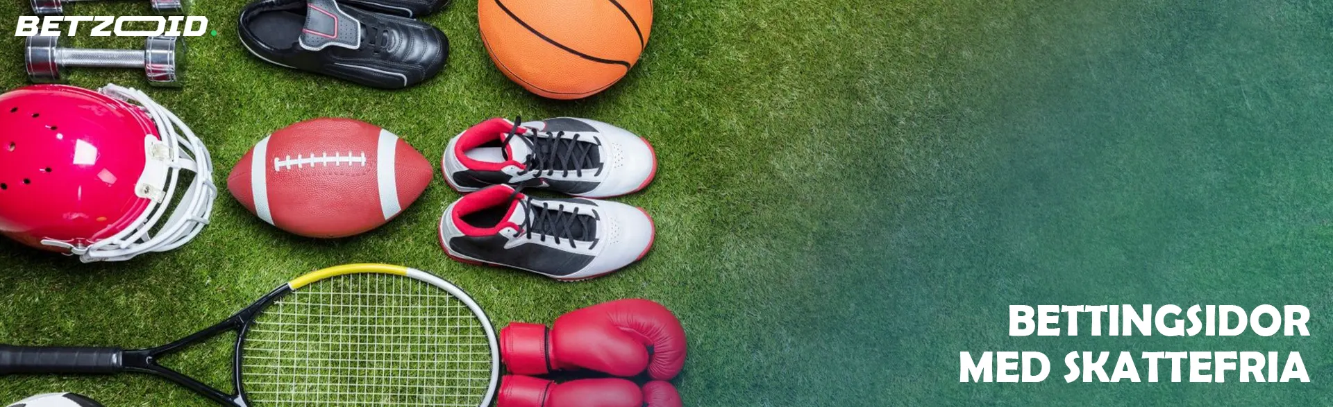 Sportutrustning ligger på gräsmattan.