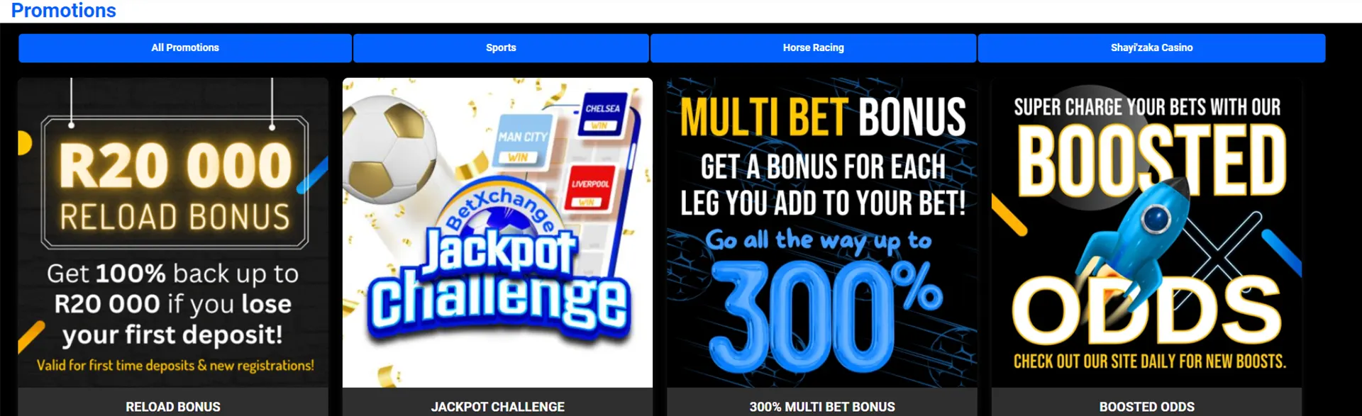 BetXchange promotions overview including various bonuses for users.