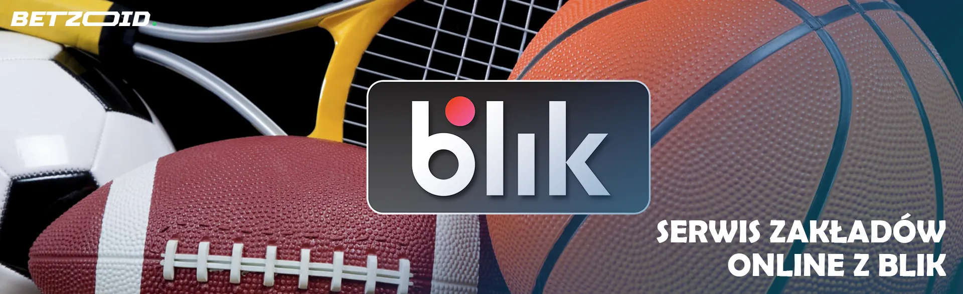 Logo Blik na tle różnego sprzętu sportowego.