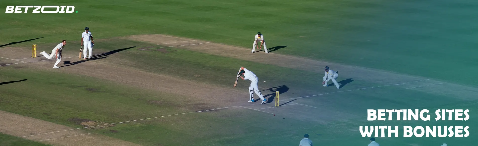 Cricket players on the field during a match.