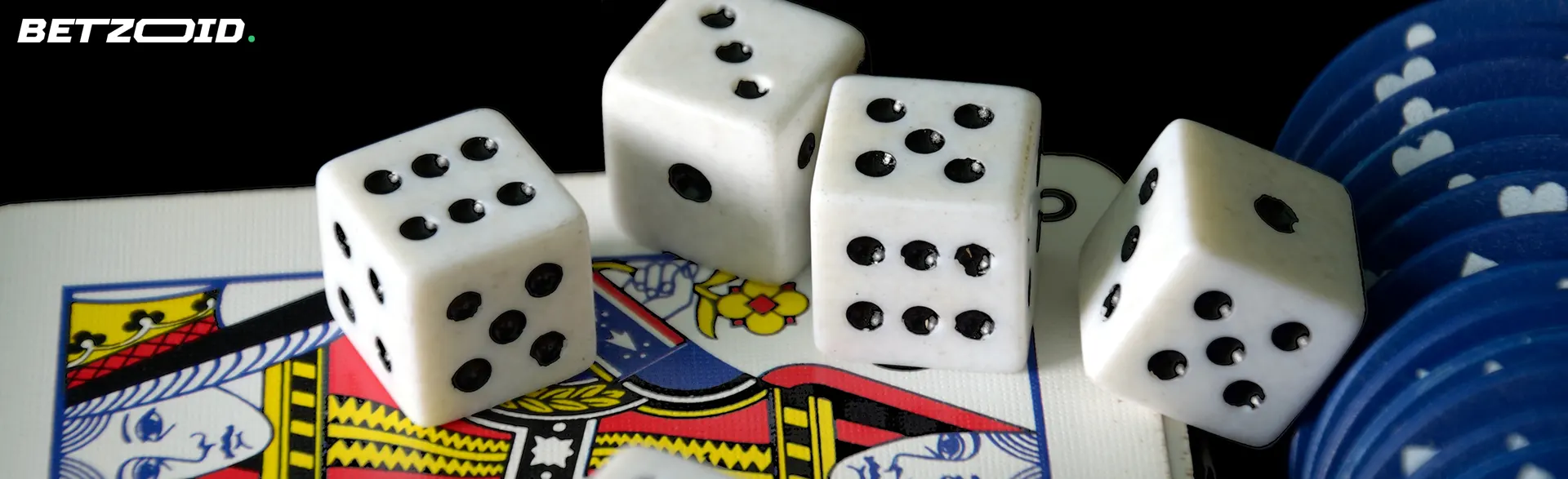 Playing dice and chips on cards.