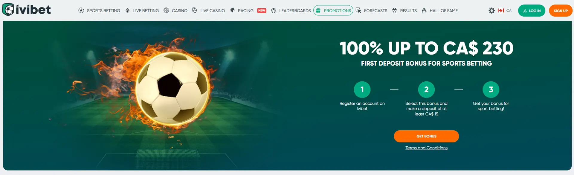 Bonus offers at Ivibet for sports betting.