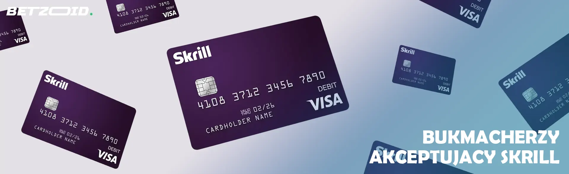 Karty Skrill na jasnym tle.