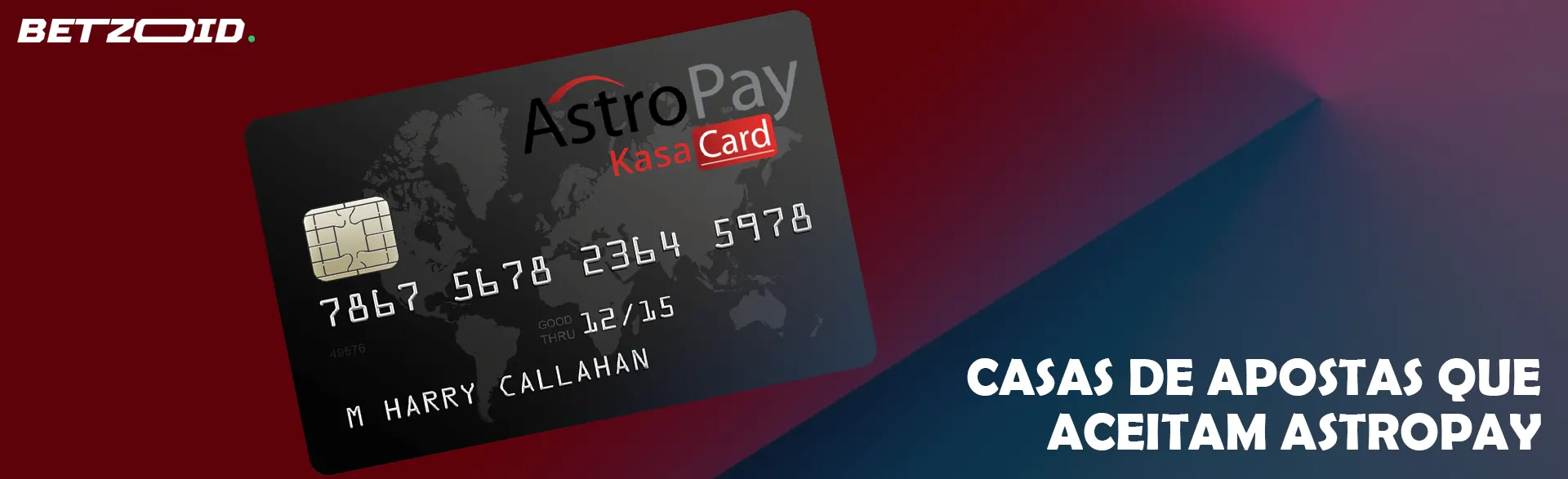 Cartão AstroPay em fundo vermelho.