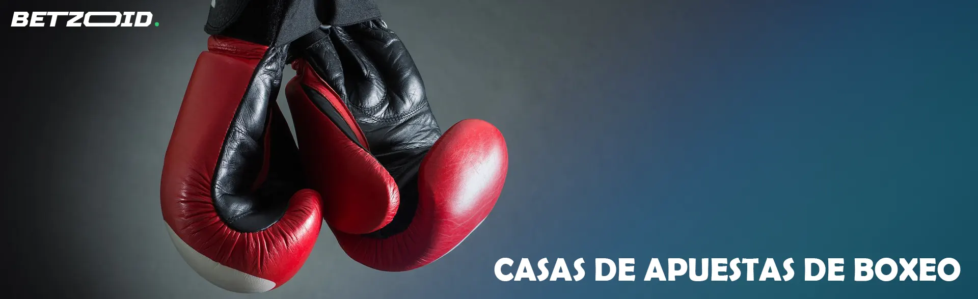 Guantes de boxeo rojos y negros colgados sobre un fondo oscuro.