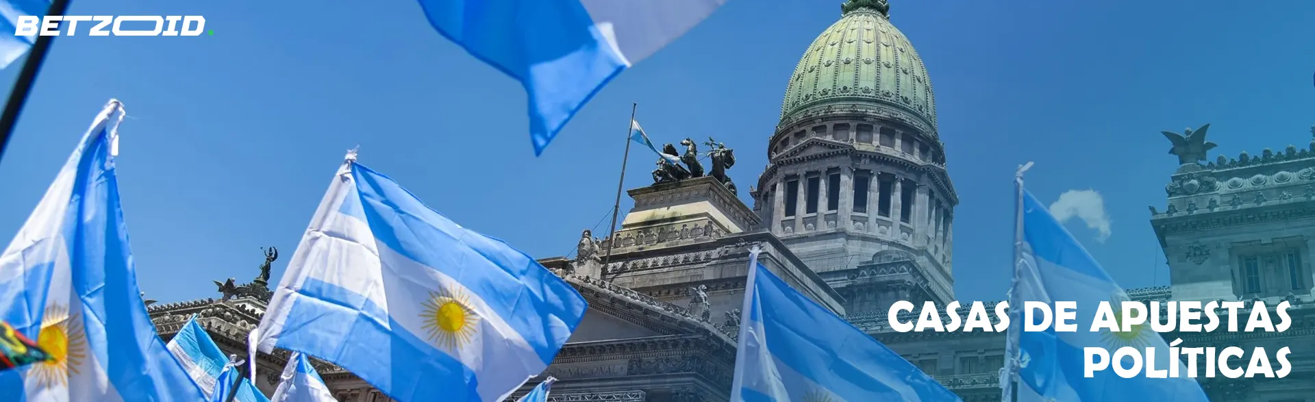 Banderas de Argentina en el fondo del edificio.