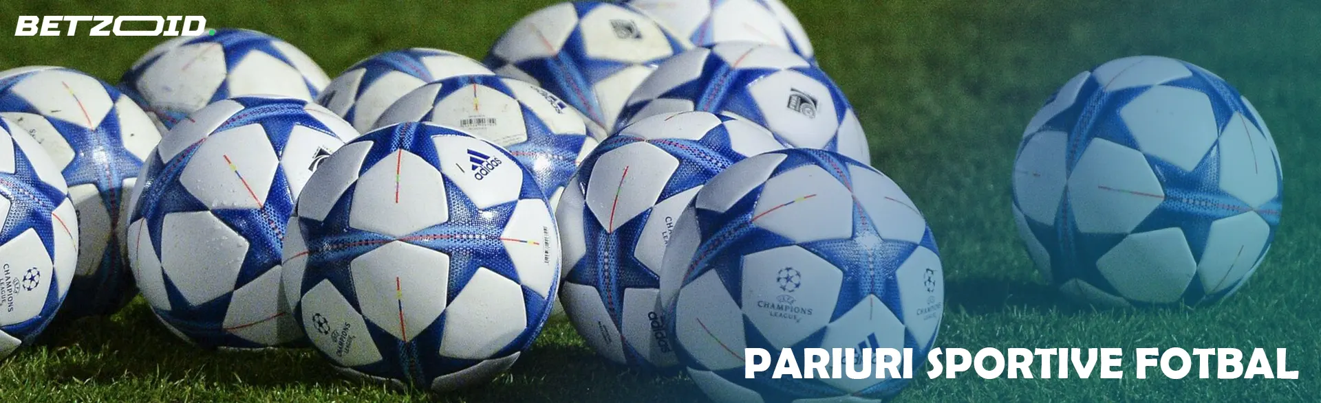 O grămadă de mingi de fotbal pe teren.