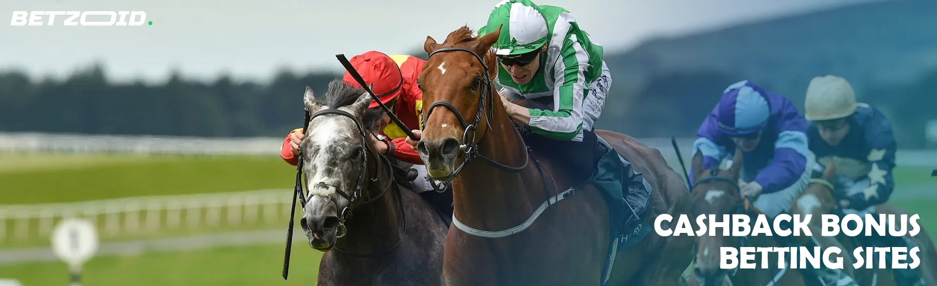 Jockeys on horses during horse racing.