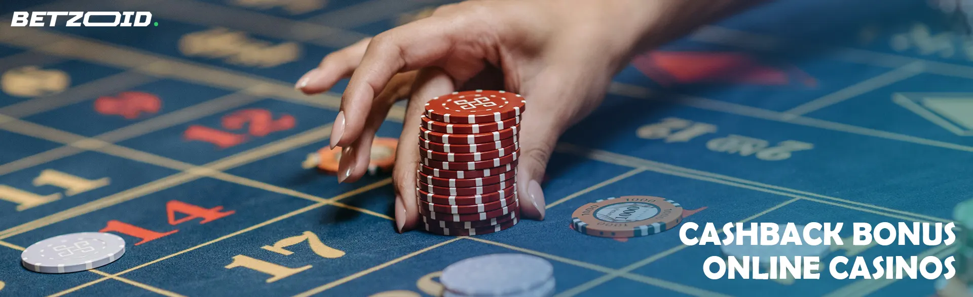 A player places chips on the casino table.