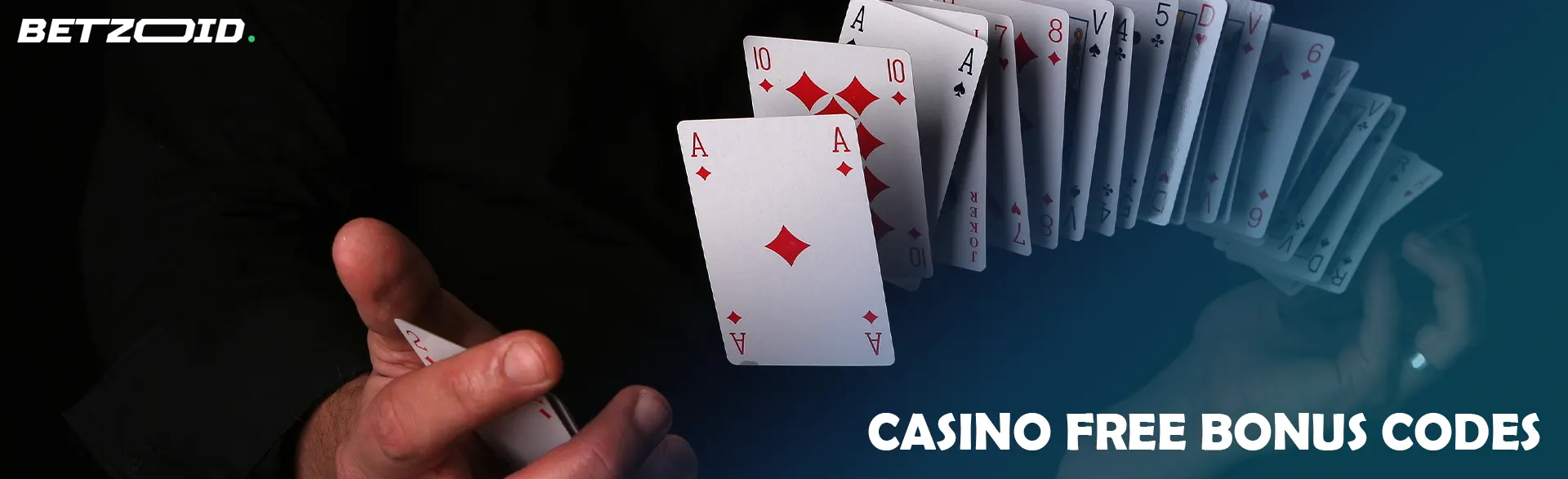 A player shuffles cards on a dark background.