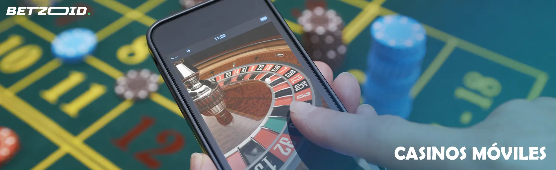 Casino en línea en la pantalla del teléfono inteligente.