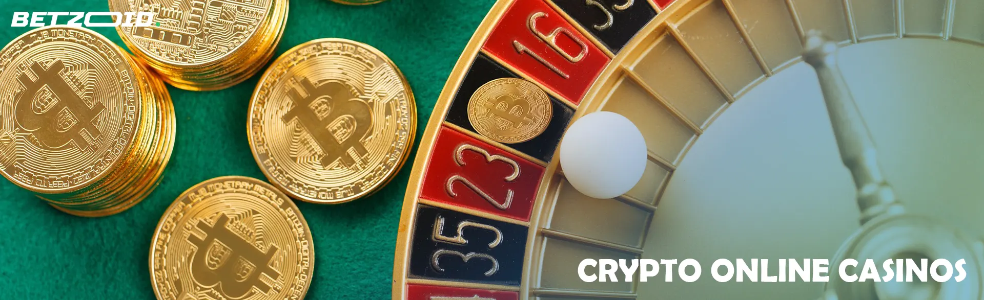 Cryptocurrency coins next to casino roulette.