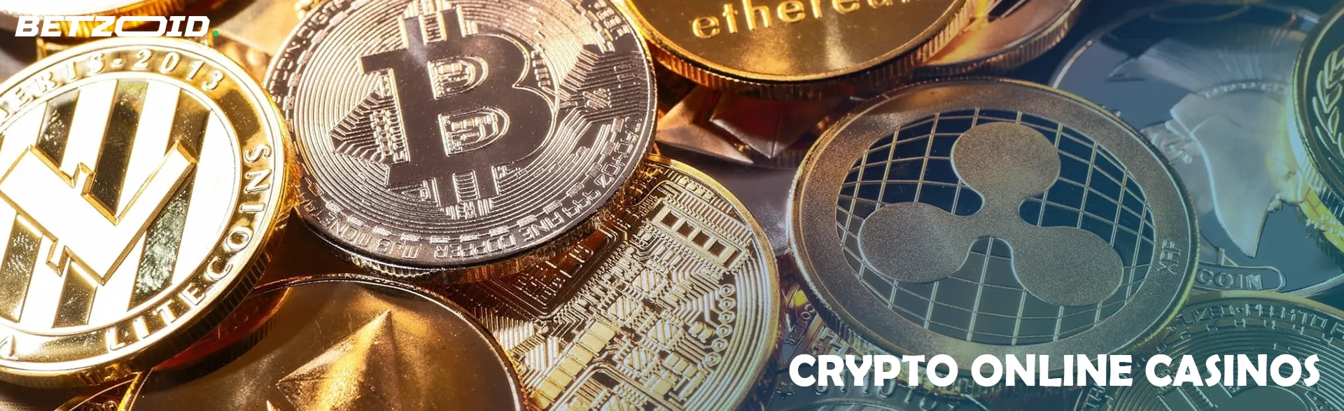 Coins of different cryptocurrencies.