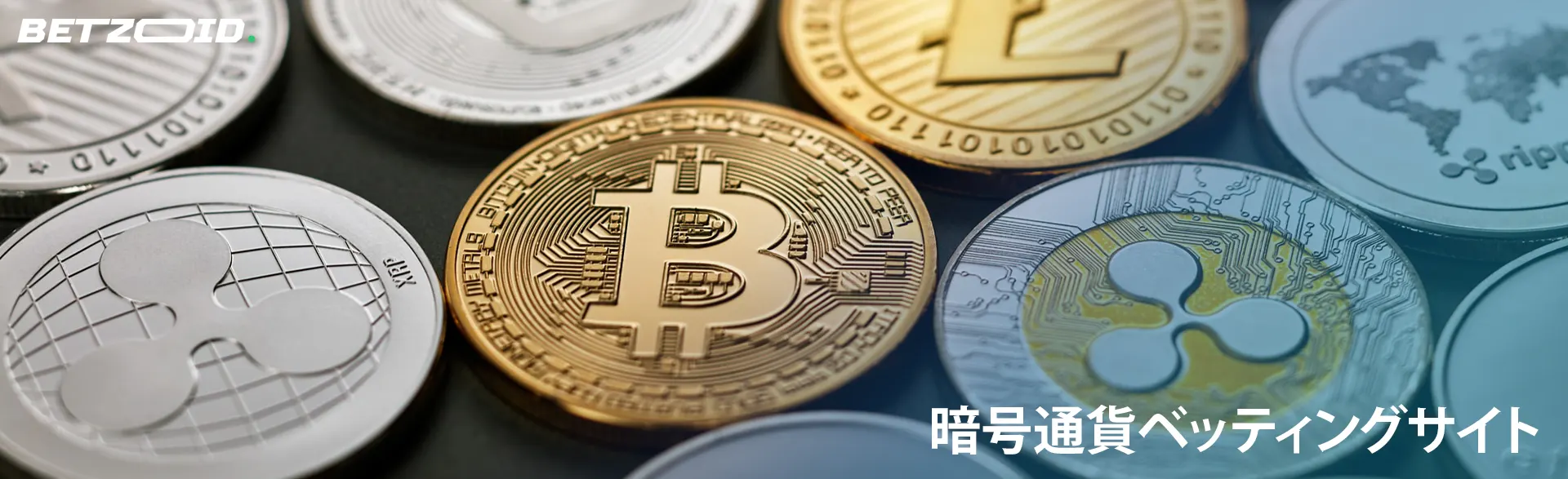 さまざまな暗号通貨のコイン。