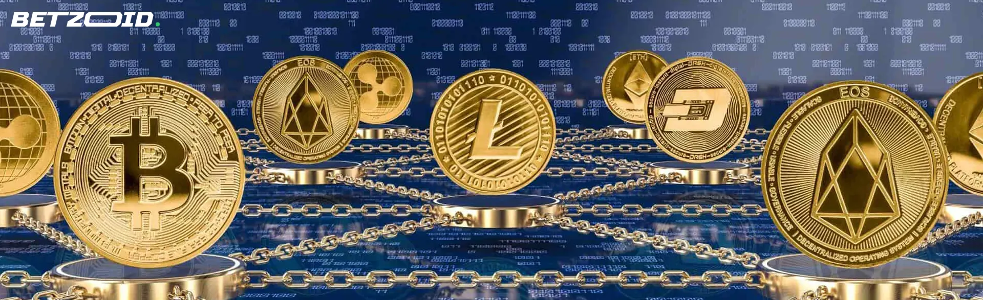 Las monedas de diferentes criptomonedas están conectadas por cadenas.