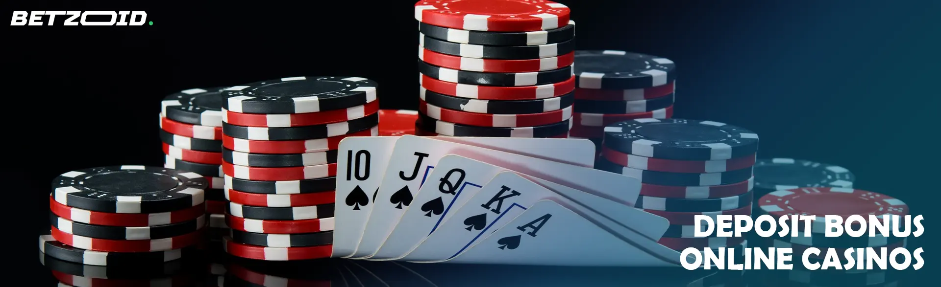 A pile of chips next to a combination of cards.