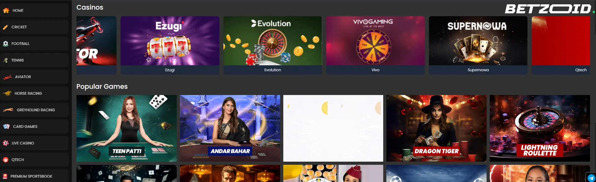 Dial4Bet casino games.