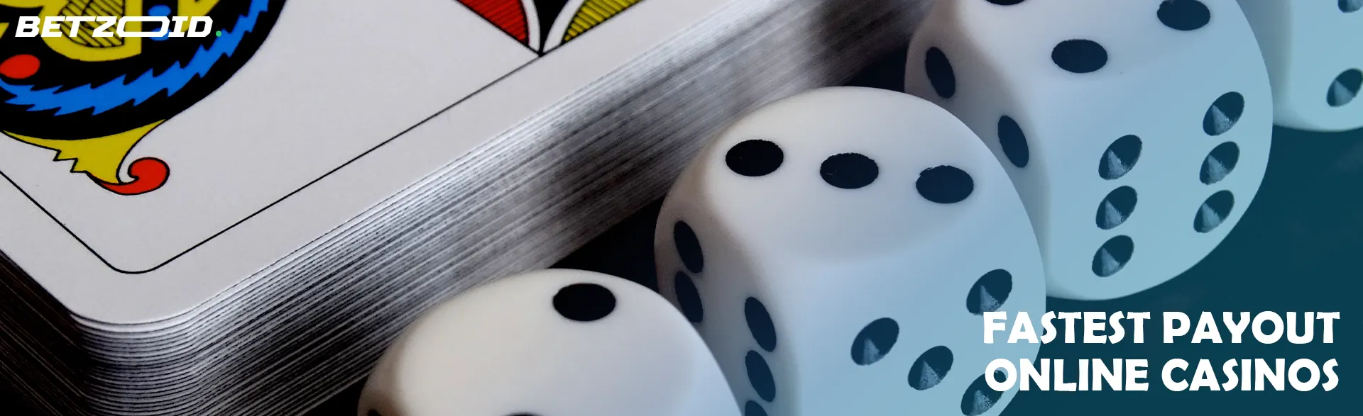 Dice next to a deck of cards.