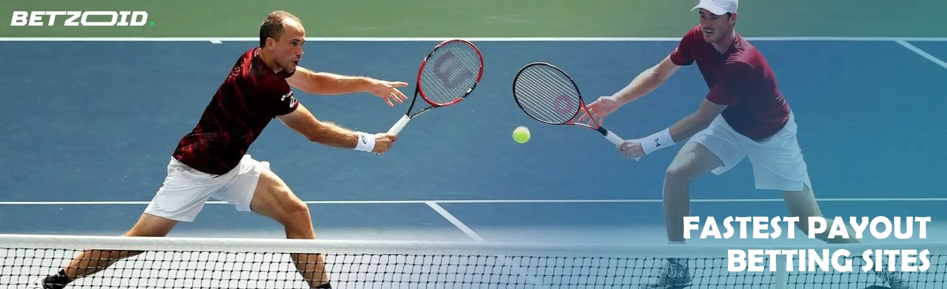 Two tennis players during a match.