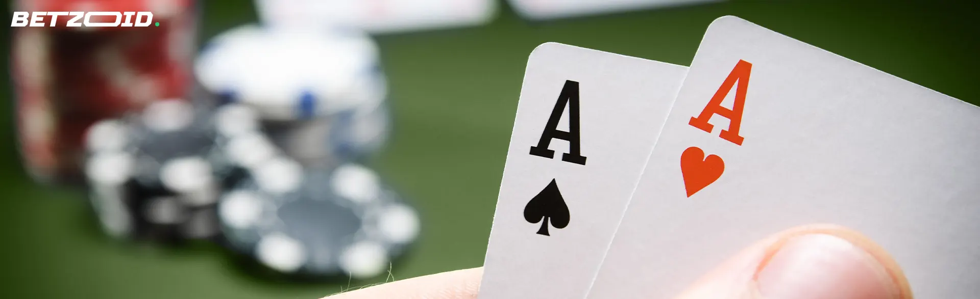 Two cards on the background of casino chips.